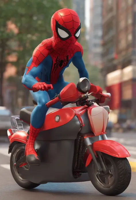 Spider man driving scooter