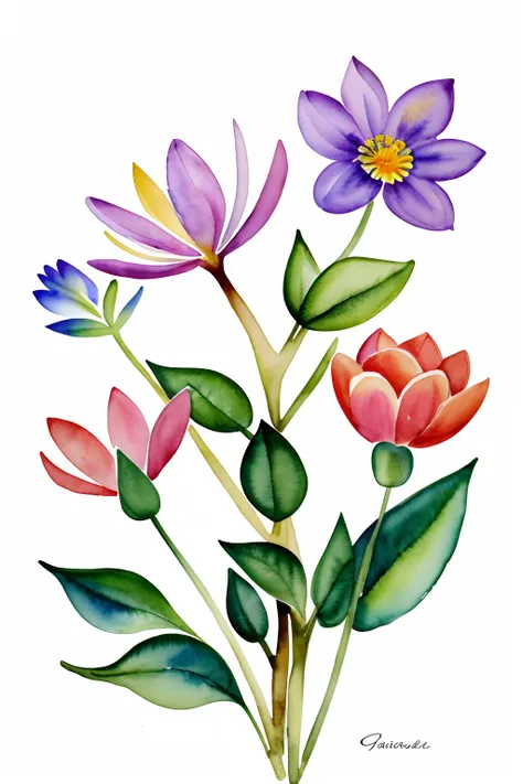 Wild Flowers Art, Watercolor Botanical