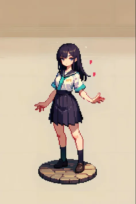 (masterpiece, top quality, best quality), pixel,pixel art,1girl,full body, 
 japanese high school uniform