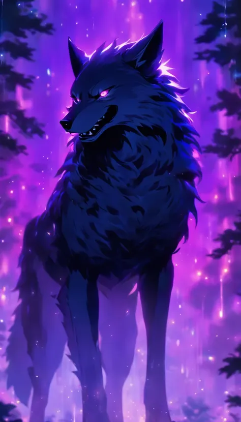 (stable diffusion prompt)
A wolf-headed creature with deep purple-black fur stands tall, creating a swirling aura around it. Its paws drip with a thick venom, while its eyes and corners of the mouth are slightly upturned. The atmosphere is bathed in shades...