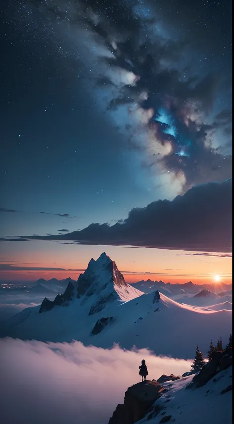 Midnight sky on the top of the Mountain