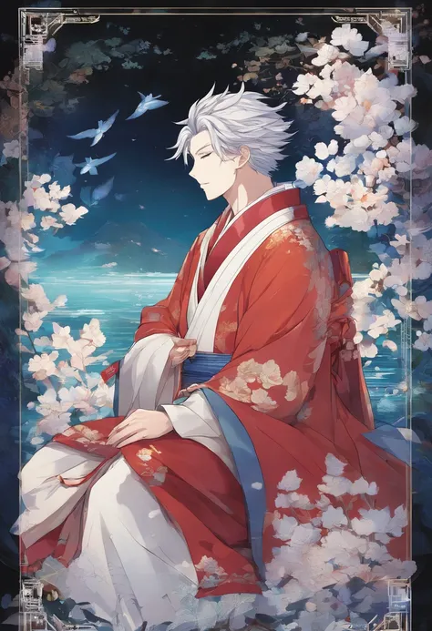 male people,Illustration,Mans,good-looking,Beautiful fece,wang,the emperor,Western style costume,Ocean wind,blanche,long-sleeve,black gloves,long trousers,long hem,boots,full bodyesbian,sacredness,noble,robe,cloaks,Fantasia,in isekai,Ice,stylish,Hirahira,