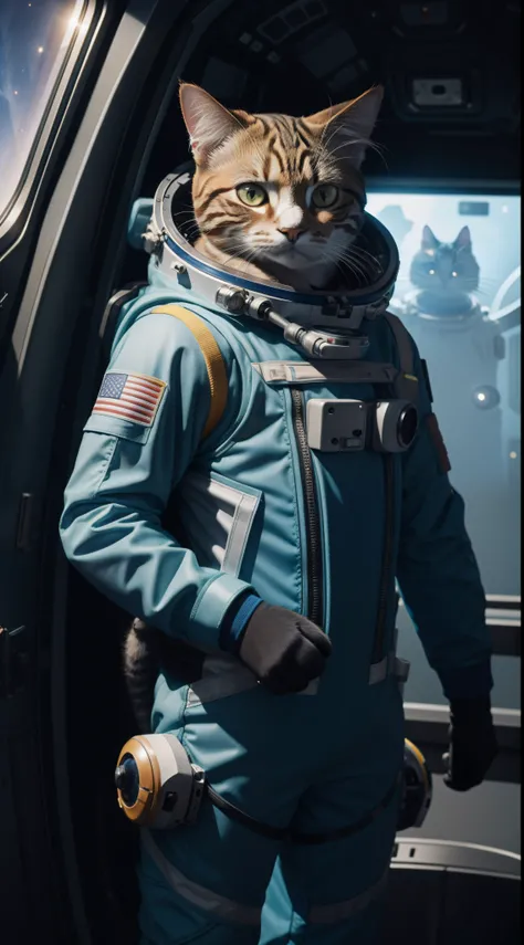 Cat, wearing a spacesuit, 8k, high detail