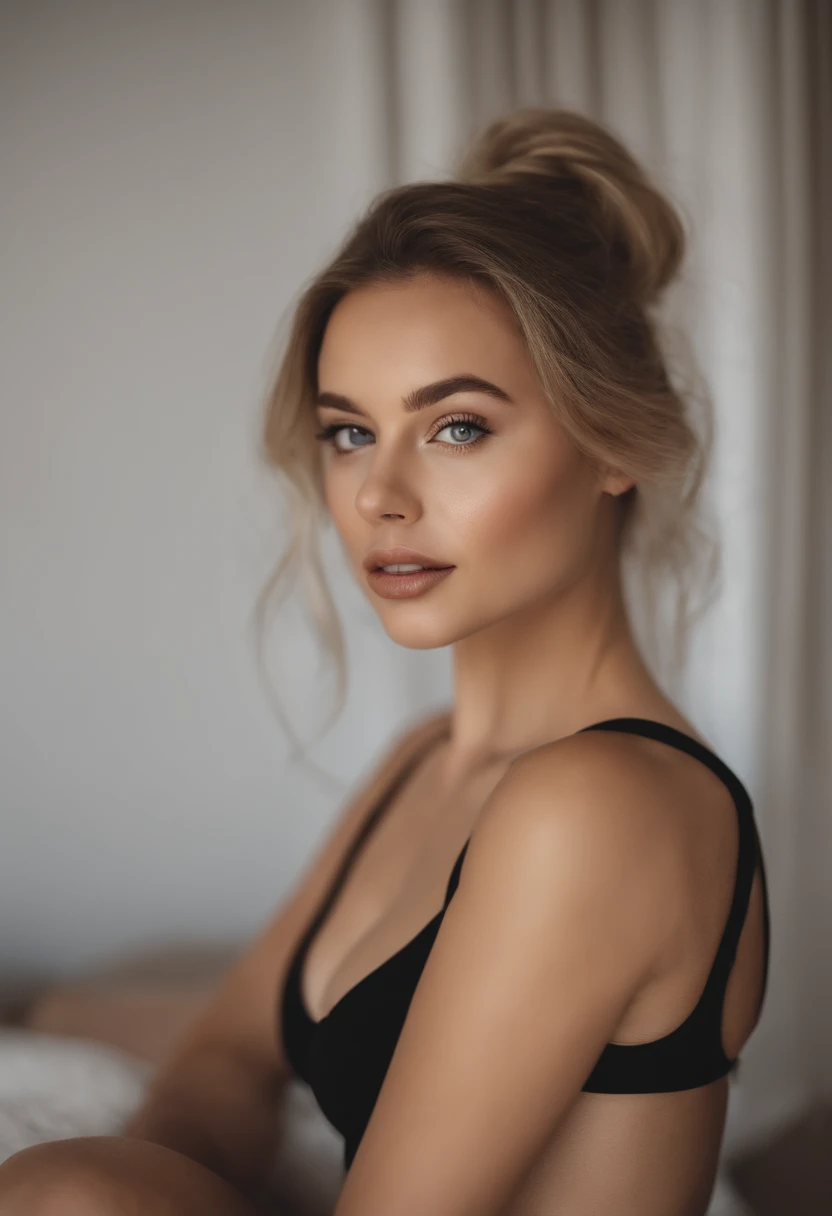 woman with matching tank top and panties, fille sexy aux yeux bleus, Portrait Sophie Mudd, Portrait de Corinna Kopf, cheveux blonds et grands yeux, selfie of a young woman, ohne Maquillage, maquillage naturel, Look directly into the camera, Visage avec Art...