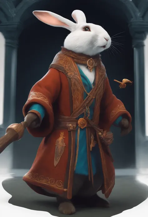 Rabbit Animal Character Animation, dressed as a mage,