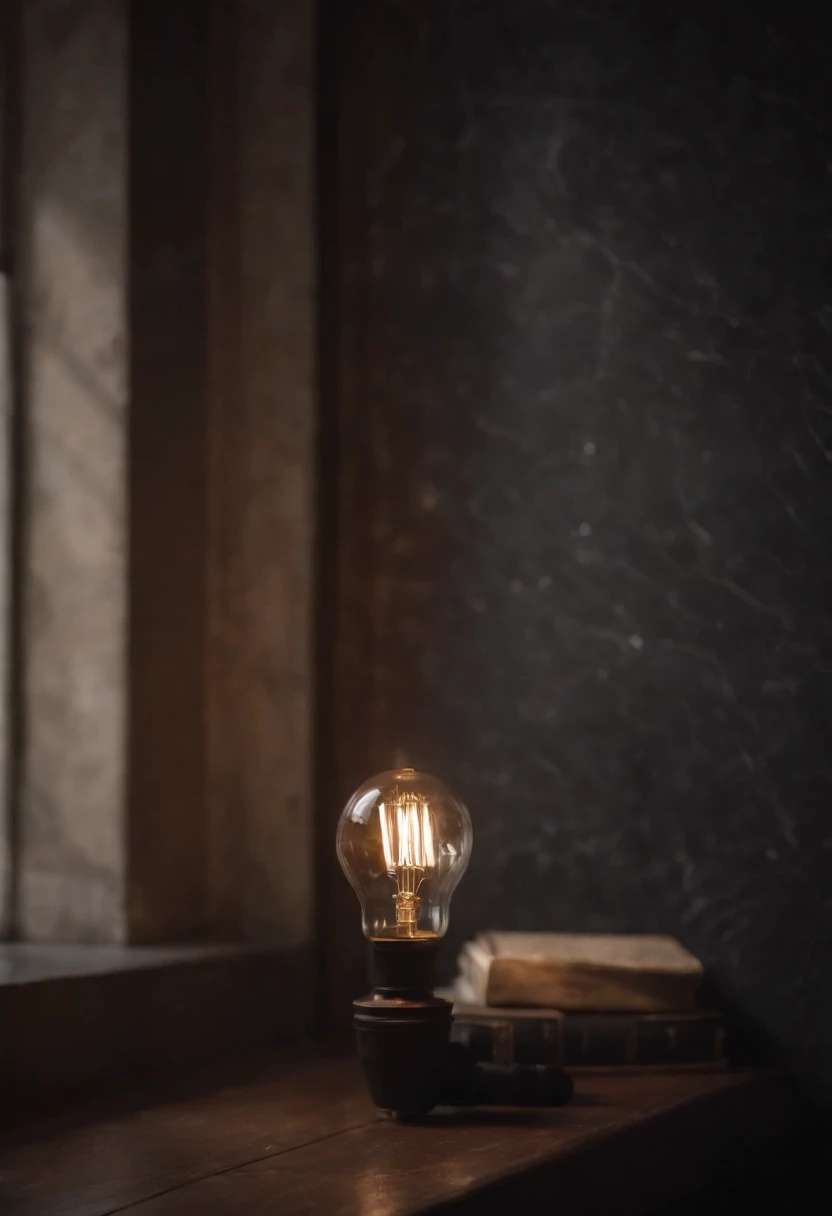 ghotic, marble black walls, Beautiful interior, light bulbs, bokeh, The Gloomy Room