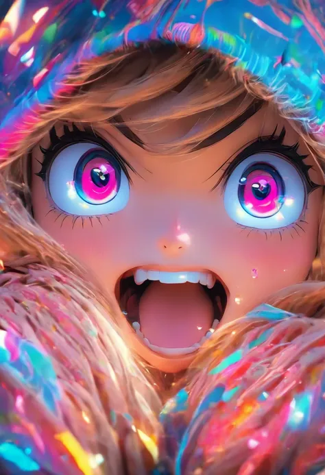 Top quality.。.3D.Masterpiece, high resolution, 8K, Hoodie and anime style girl, One girl, detailed line art,  Digital enhancement, Close up, Anime core, Flowing fabric，Grimacing，Big eyes cute，Tears flowed down my face