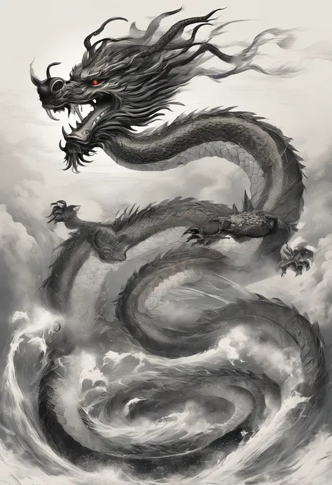 Xuanwu（the body of the，The head of the Chinese dragon，The long tail of the snake），tosen，Huge waves，China-style，oc rendered，super-fine，Hyper-realistic，Ultra photo realsisim，high qulity，8K high resolution，ultra - detailed