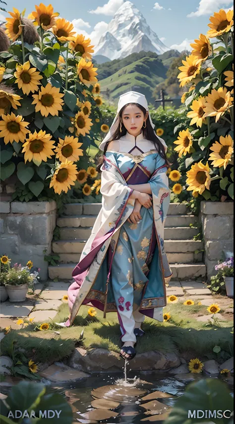 In a very grand scene，The extra-large wide-angle lens captures the appearance of a female centaur。She is a Sunflower Worship nun，Always opposed（Healing emoji smiley face of knitted sunflower puppet😊：99.99）DOA。She is tall，It has the ultimate curvy beauty，Th...