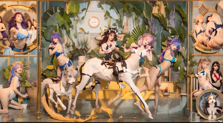 In the beautiful illustration of this super-grand scene，The ultra-distant lens shows us（Over eight separate and distinctive centaur characters：9.9），They all have their own characteristics，Vivid and interesting。Translucent fluid flowing from the（A radiant a...