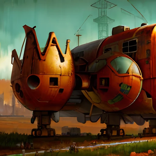 The shuttle rusted in the wild, Landscape Village, Standing people, Photorealistic, simon stalenhag style