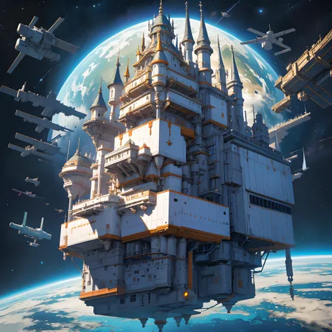 Interstellar voyage，Huge high-tech floating castle，Space Station