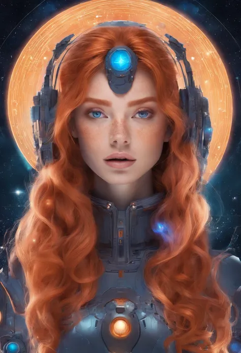 ginger woman with long hair, cluear blue eyes and brightr skin