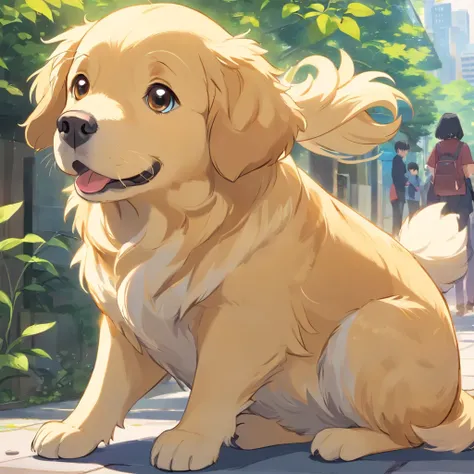 "Generate cute golden retriever images in super high quality anime style。Subject to the following conditions::、Can you make an anime-style image of a beautiful golden retriever？

Make sure each image shows only one cute cartoon-style penguin。Do not put oth...