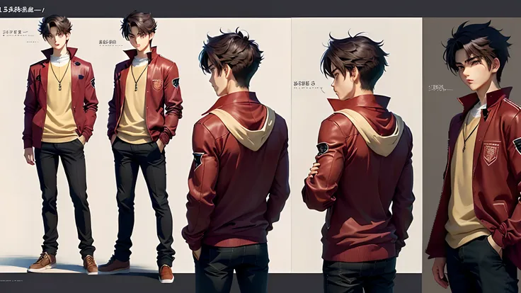 Anime 18 year old boy l, anime character,school boy,full body every Engel, side view,back view, morden hair style, handsome,