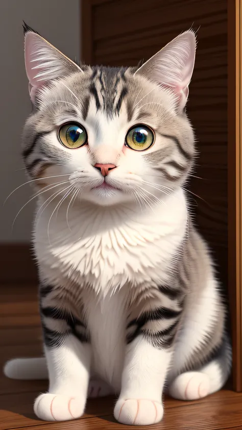 (best quality:1.33), (masterpiece:1.42), (realistic:1.24), (detailed:1.15), 
Cute  cat, big eyes, in the style of pixar, beautiful 3ds max render, volumetric lighting, global illumination, raytracing, detailed hyperrealism, manga,