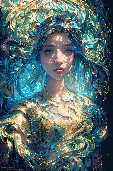 (in the dark:1.6), Hyperrealist portrait of female by david hockney and alphonse mucha,fantasy art, photo realistic, dynamic lighting, artstation, poster, volumetric lighting, very detailed faces, 4 k, award winning,, 1girl, in the dark, deep shadow, low k...