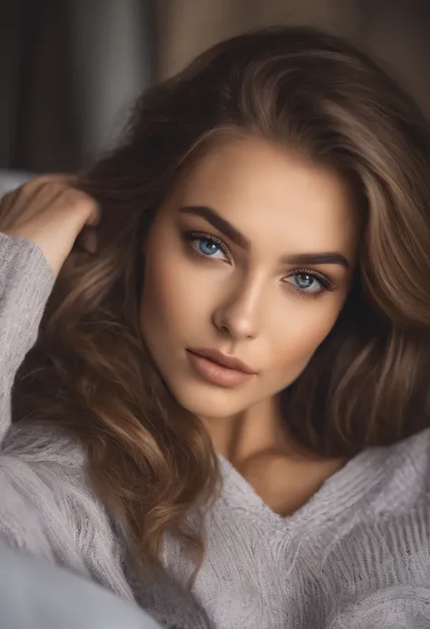 Arafed woman completely , fille sexy aux yeux bleus, ultra realist, Meticulously detailed, Portrait Sophie Mudd, cheveux blonds et grands yeux, selfie of a young woman, Yeux de chambre, Violet Myers, sans maquillage, maquillage naturel, looking straight at...