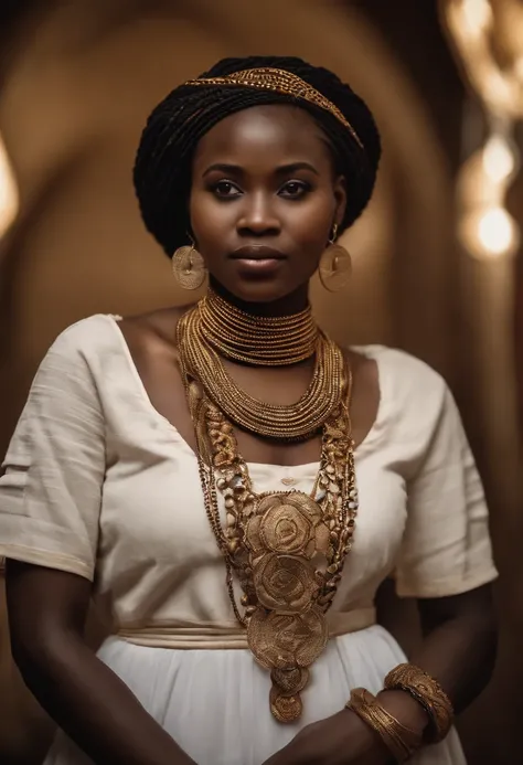 a beautiful young Cameroonian woman wearing the unique Bamileke chain from Cameroon