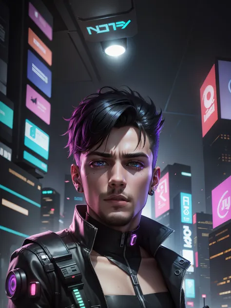 Change dress, cyberpunk handsome boy,do not change face, 8k, ultra realistic,