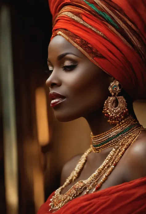 Sensuel, belle, attractif, African with neckline