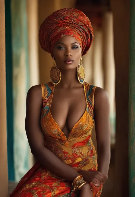 Sensuel, belle, attractif, African with neckline