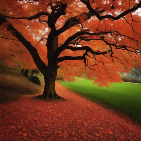 Maple in the autumn landscape