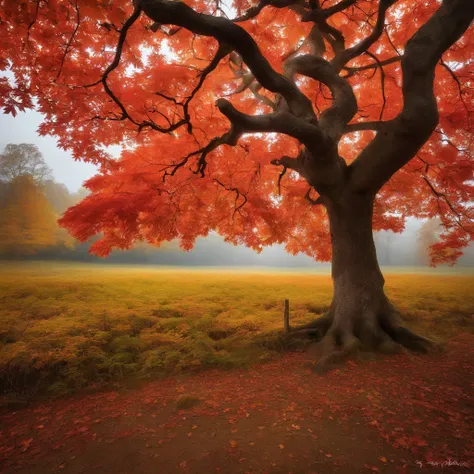 Maple in the autumn landscape