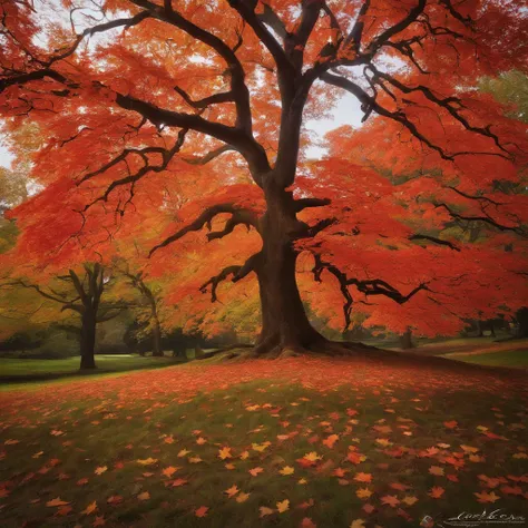 Maple in the autumn landscape