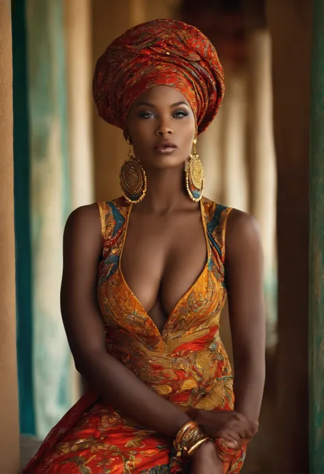 Sensuel, belle, attractif, African with neckline