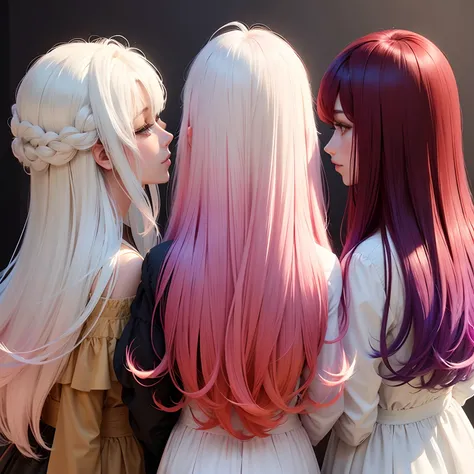 Top hair burgundy, bottom hair white, mixed hair color, two colourd hair, color gradient