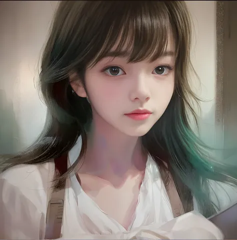 There was a woman with long hair holding a cell phone, Beautiful character painting, Guviz-style artwork, Guviz, anime realism style, Soft anime illustration, a beautiful anime portrait, drawn in anime painter studio, 🤤 girl portrait, made with anime paint...