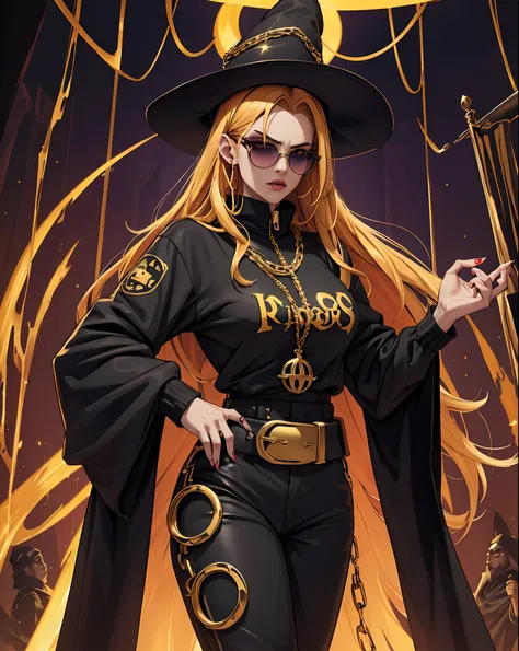 (best quality,4k,8k,highres,masterpiece:1.2),ultra-detailed,realistic, savage evil badass hip hop evil female rapper dark mage occultist wearing fullbody fearfeal intimadating baggy saggy supreme, bape, stylish stussy tracksuit clothes long hair, in a pimp...