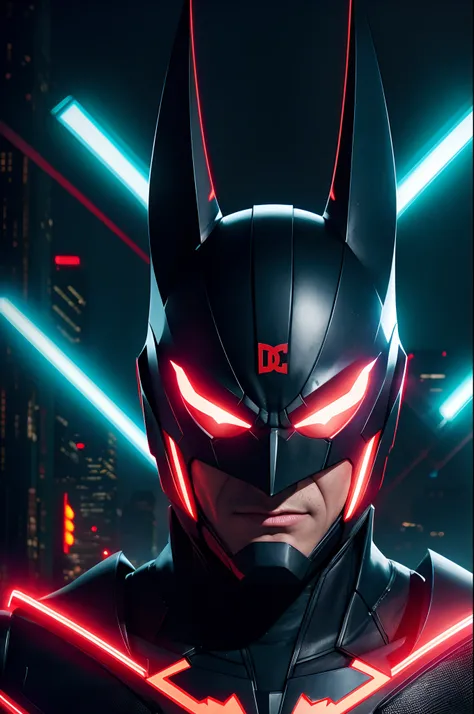 DC, Batman Beyond, futuristic, neon lights, young, mask by making black, action scene, (extremely detailed 8k wallpaper of CG unit), trend in ArtStation, trend in CGSociety, high detail, sharp focus, dramatic, photorealistic