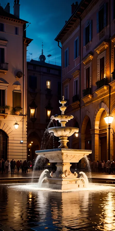 realisticlying、rome, Italy、Square Fountain、There are many people