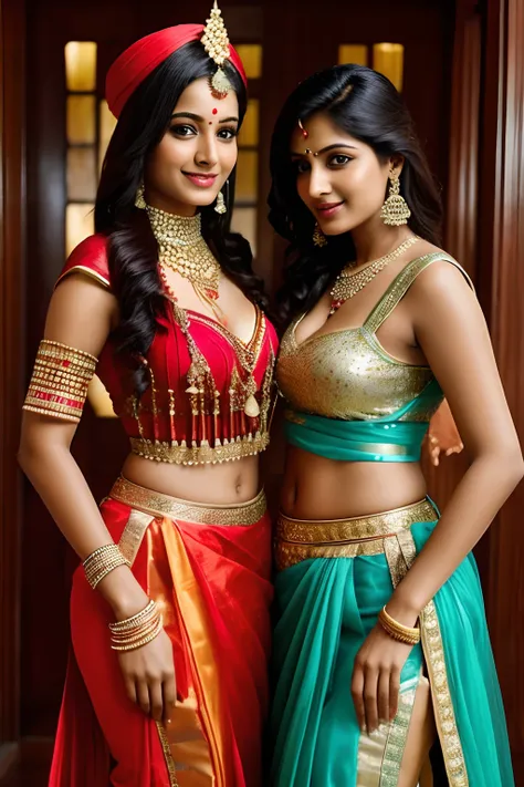 Two Indian Women、Female sexy、Traditional Indian costume