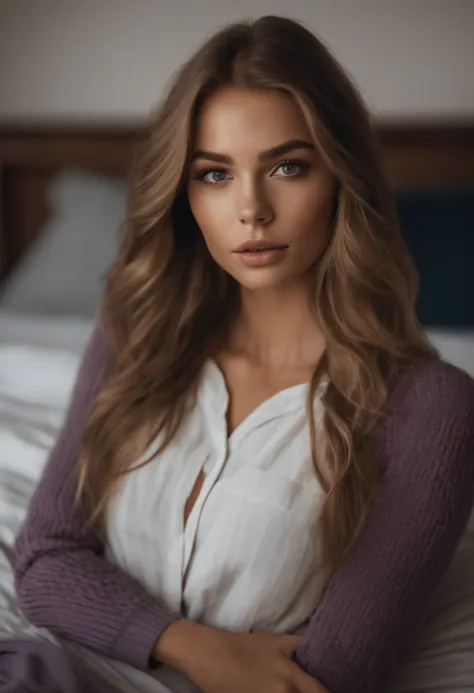 Arafed woman completely , fille sexy aux yeux bleus, ultra realist, Meticulously detailed, Portrait Sophie Mudd, cheveux blonds et grands yeux, selfie of a young woman, Yeux de chambre, Violet Myers, sans maquillage, maquillage naturel, looking straight at...