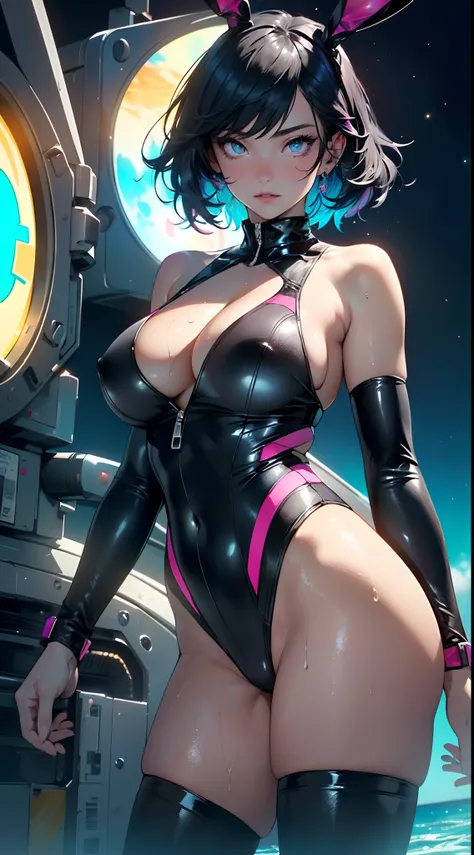 cute bunny girl,(((1girl))),((bunny girl with extremely cute and beautiful black hair)),(((bunny girl,anthro furry cute,bunny-girl,bunny ears,bunny ears on head,big bunny ears))),


(large breasts:1.4),saggy breasts,(((black hair:1.35,colored inner hair,ea...