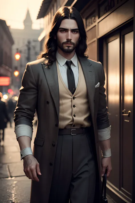 Jesus with clothes style 1920s, realistic, cinematic, ultra definition ,8k