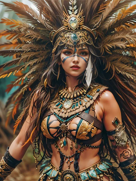 Beautiful woman in insanely intricate Amazon warrior Outfit