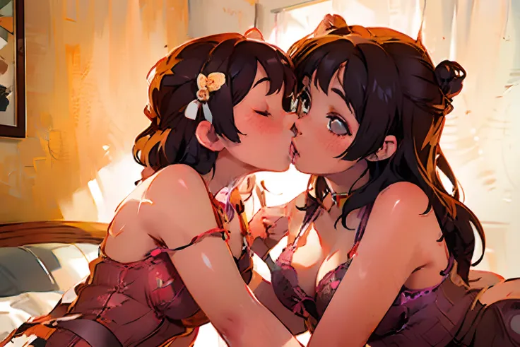 2 girls in lingerie kissing