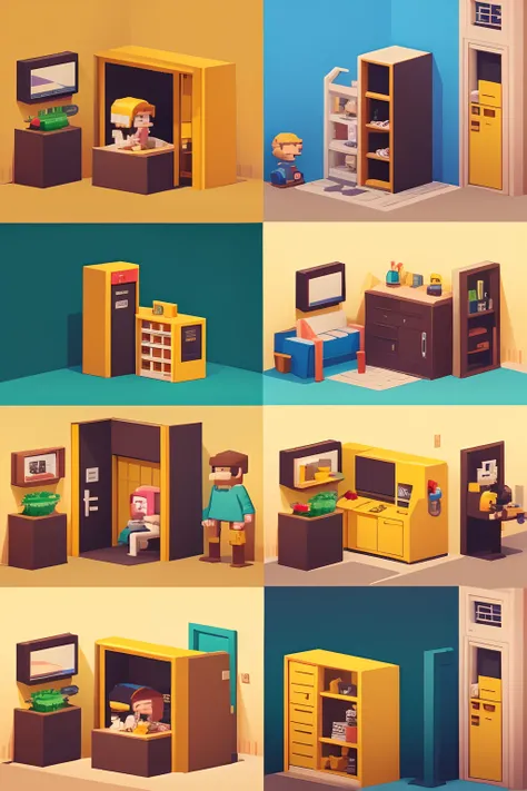 personagens habbo hotel, Square head, maos e pes quadrados, pixelart ,cores amarelo