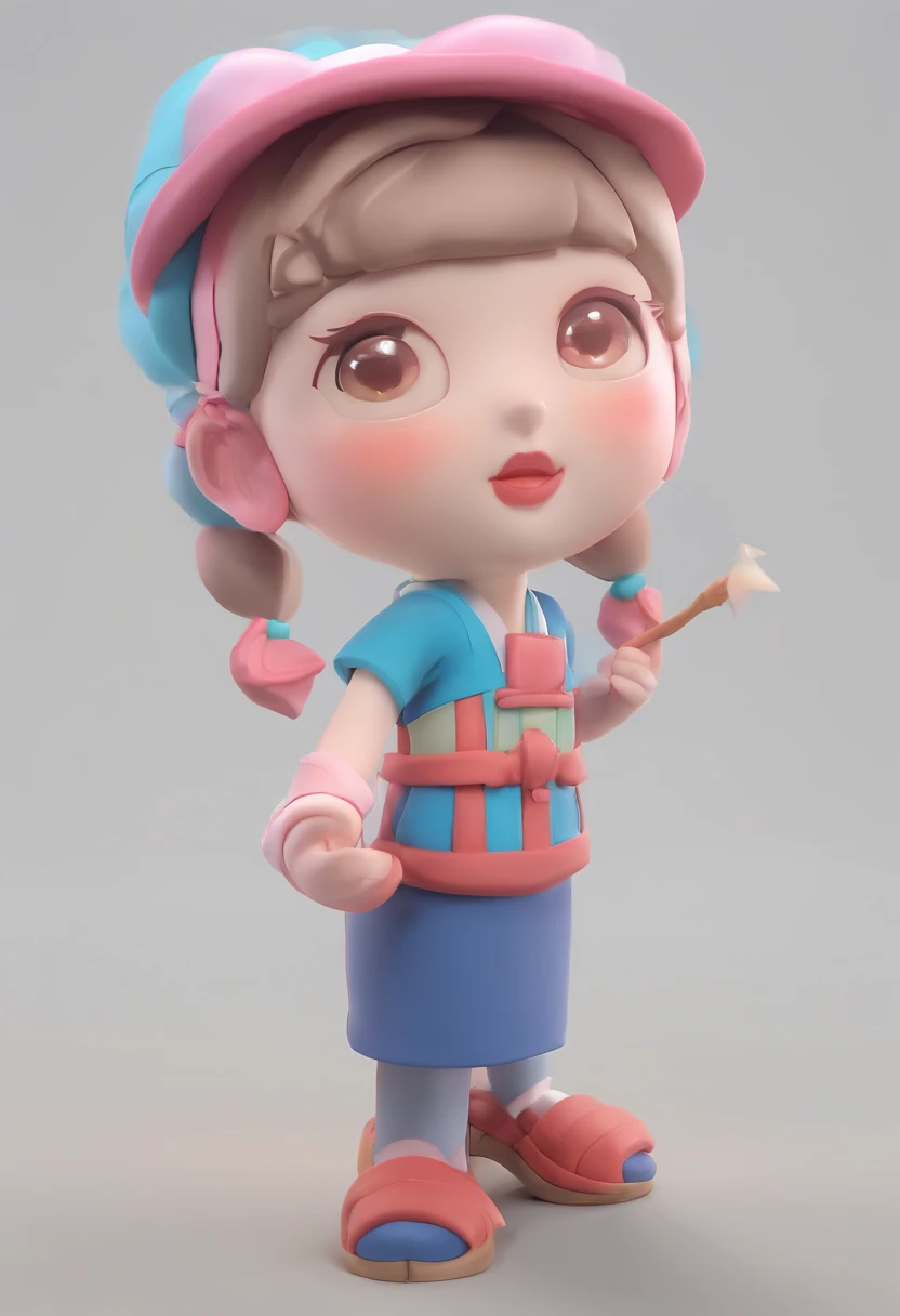 a girl, artificial empathy, Equipped with wooden wand, ultra detailed, high definition, highest quality, Perfect alignment, Clear outline, Game Character Design, fullbody, standing posture, chibi anime,