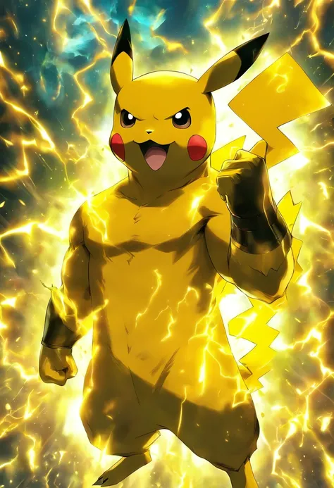 Pikachu with black Adams clothes and powers