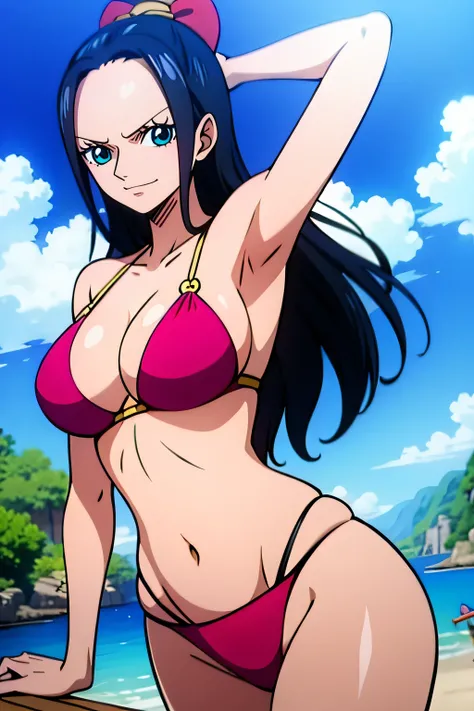 Robin de One Piece, pose sexy, Y si , Elly, 8k, anime, ribera, teta grande, grande, ojos azules, senos, bikini