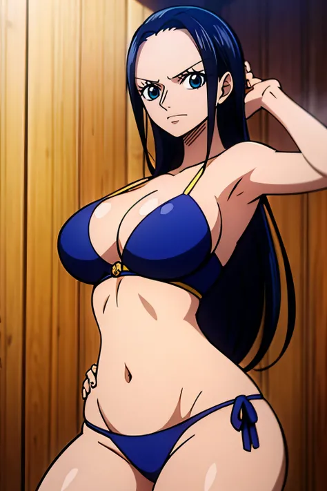 Robin de One Piece, pose sexy, Y si , Elly, 8k, anime, ribera, teta grande, grande, ojos azules, senos, bikini