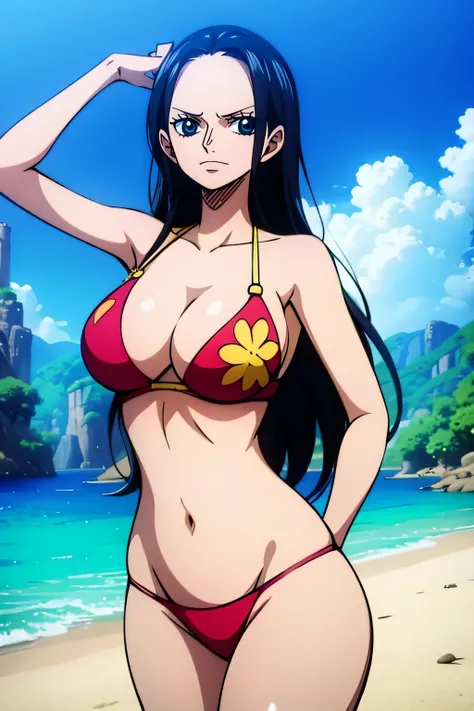 Robin de One Piece, pose sexy, Y si , Elly, 8k, anime, ribera, teta grande, grande, ojos azules, senos, bikini