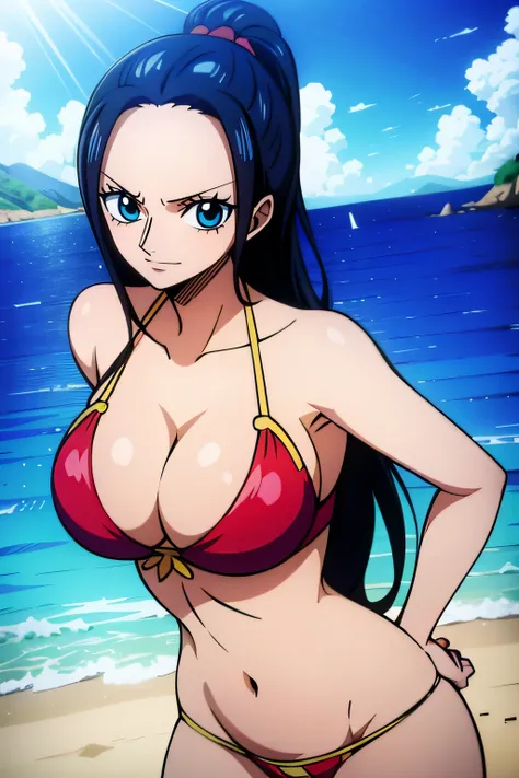 Robin de One Piece, pose sexy, Y si , Elly, 8k, anime, ribera, teta grande, grande, ojos azules, senos, bikini