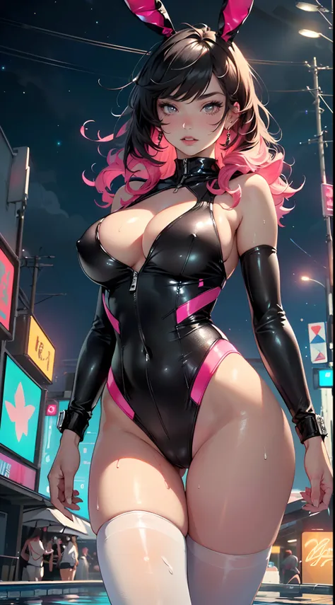 cute bunny girl,(((1girl))),((bunny girl with extremely cute and beautiful black hair)),(((bunny girl,anthro furry cute,bunny-girl))),(((bunny ears,bunny ears on head,big bunny ears))),

(large breasts:1.4),saggy breasts,((((black hair,red hair, two-tone h...