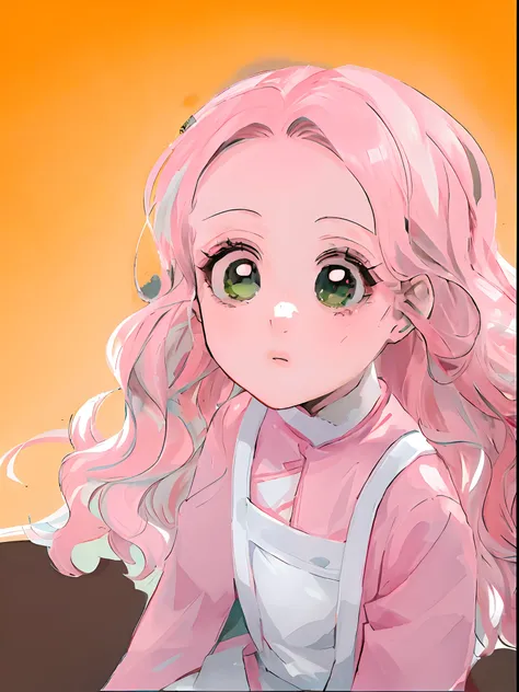 Menina anime com cabelo rosa e olhos verdes sentada em uma mesa, haruno sakura, Demon Slayer rui fanart, feito com anime painter studio, pintado em anime painter studio, retrato estilo anime, visual anime de uma menina bonito, Marin Kitagawa Fanart, sombre...